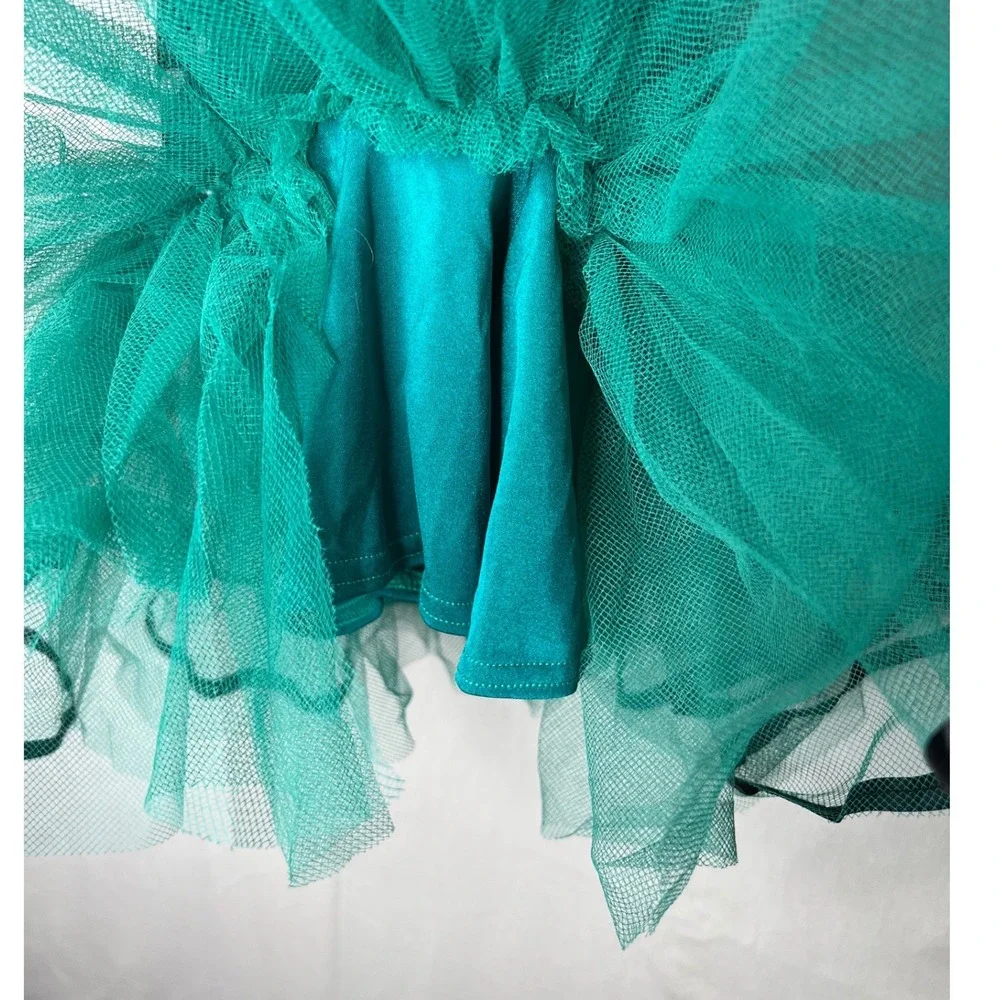 Curtain Call Costumes Teal Black Polka Dot Tutu Dance Leotard Dress‎ CXS E772